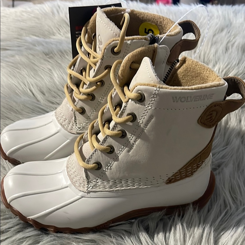 Wolverine White and Tan Boots